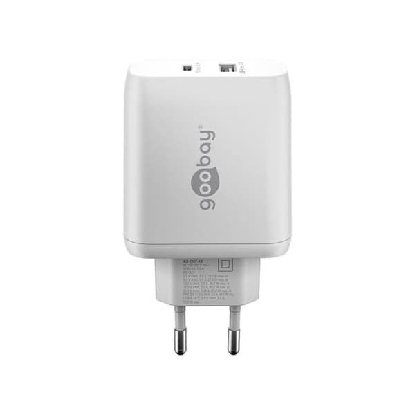 Snabbladdare 65 W Dubbel USB-C PD GaN vit USB-C™ PD och USB-A