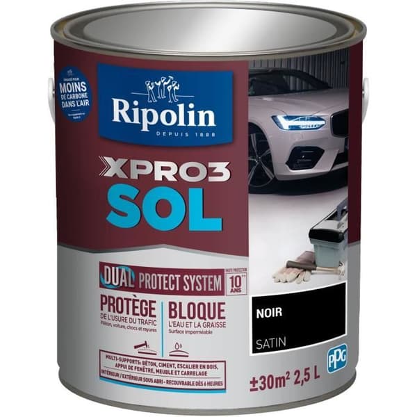 Golvfärg - RIPOLIN - Svart - Matt - 2,5L