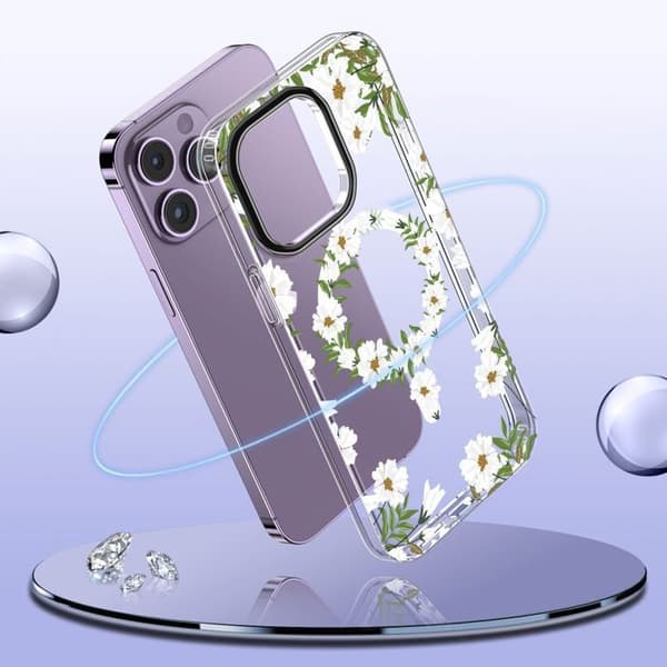 Coque Tech-Protect MagMood - iPhone 15 Pro - Blommig - Stötskydd - Kompatibel med MagSafe