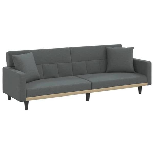 vidaXL Sängsoffa med mörkgrå kuddar tyg 351876