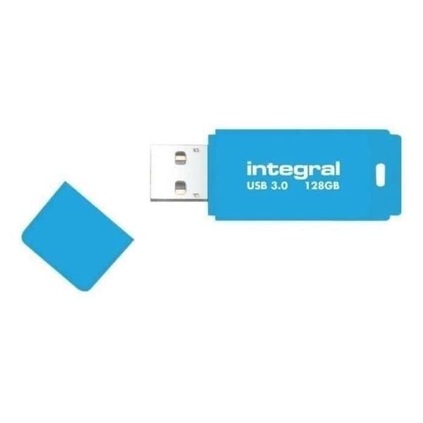 INTEGRAL Neon USB-nyckel - 128 GB - USB 2.0 - Fluorescerande blå
