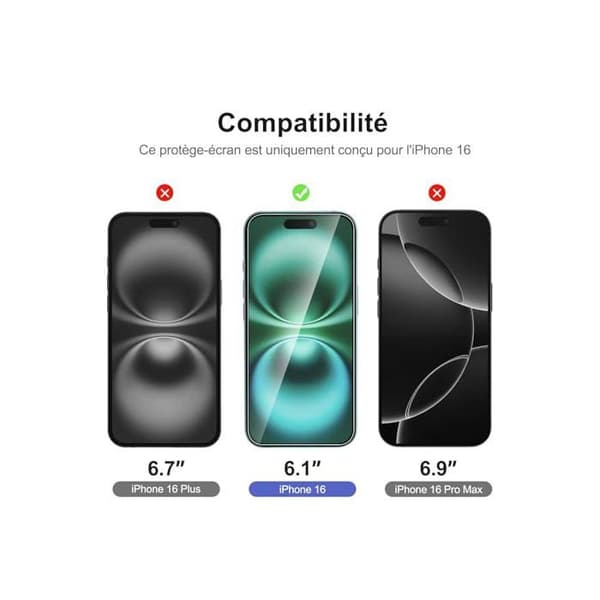 Objektivskydd - NEW'C - iPhone 16 - Härdat glas - Repbeständig - Utan bubblor