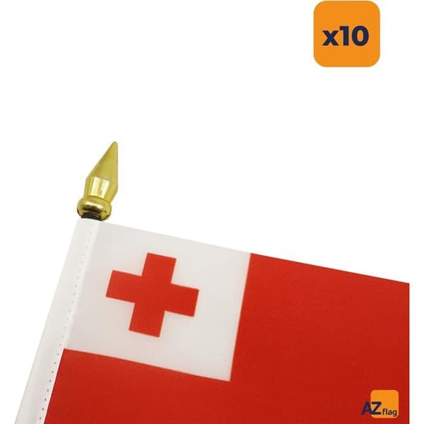 Mini Tonga-flagga AZ FLAG - 10-pack - 15x10 cm - Kontorsflaggor 100% Polyester