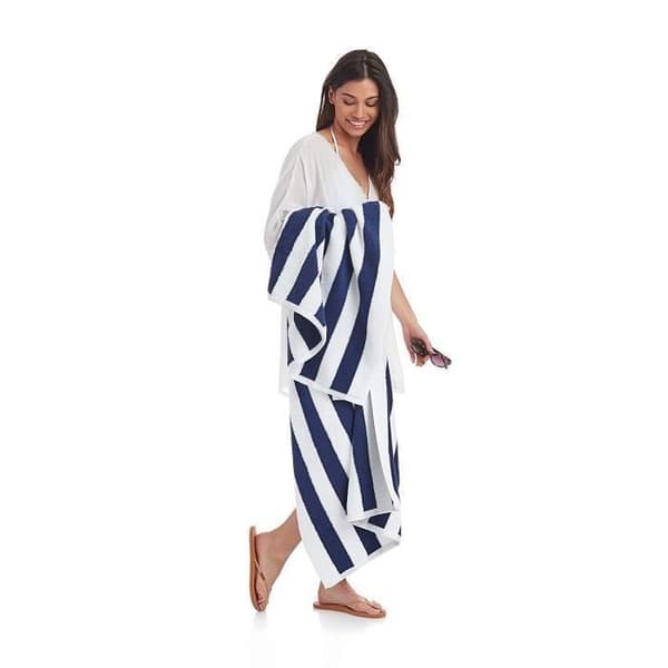 Basics Navy Cabana Stripe Beach Handduk - Set om 2 - CBSTNAVY