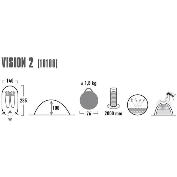 PopUp-tält - High Peak - Vision 2 - 2 platser - Vattentätt - Grön - Automatisk montering