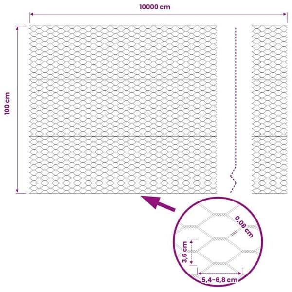 vidaXL Hexagonal stängsel Grå 1 x 100 m PVC 42005607