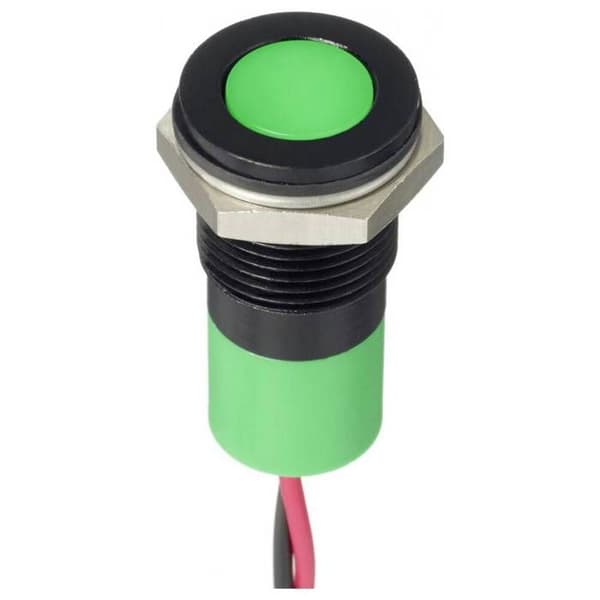 APEM Q14F3CXXG12E Grön LED-signalindikator Flush 5 mcd