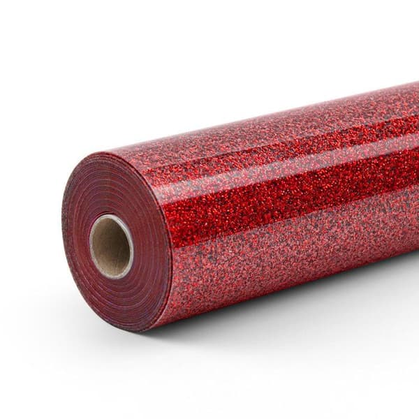 Värmeöverföringsvinyl Glitter - Röd - 30,5 x 90 cm