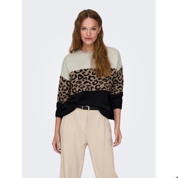 Pull col rond dam Only Jade Animal - moonbeam