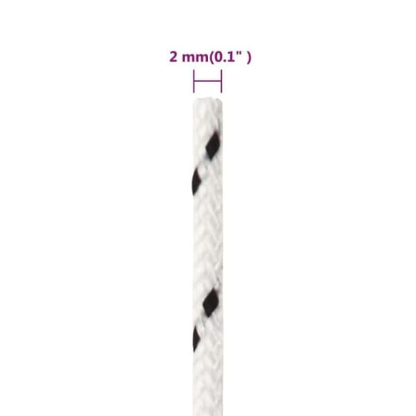 152745 vidaXL flätat båtrep vit 2mmx500m polyester