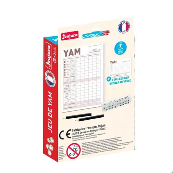 Yam-spel med block av papper och pennor