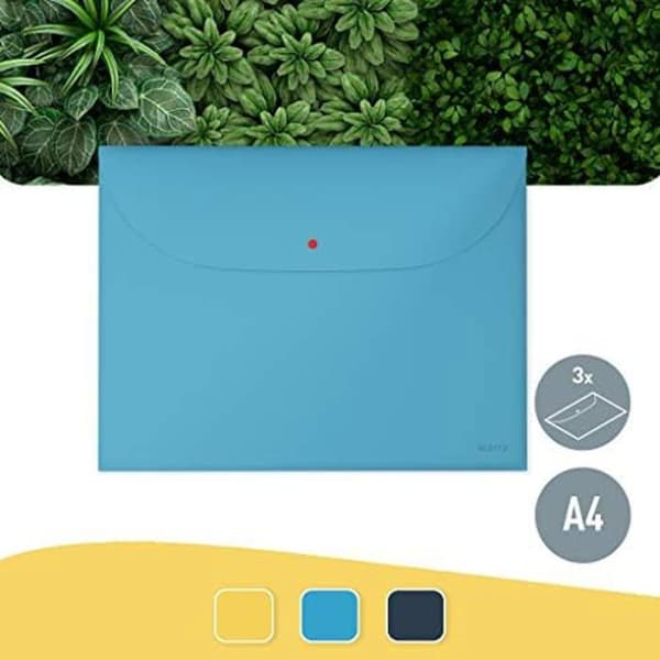A4 Privacy Pouch - LEITZ - Kapacitet 50 ark - Set med 3 - Mysig - Blå