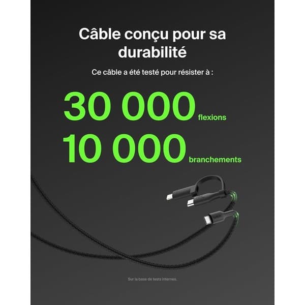 2-i-1-kabel - BELKIN - USB-C och Lightning - Svart