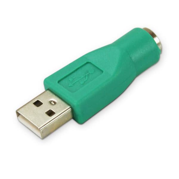 PS/2-adapter - mini-DIN 6 hon till USB-A hane - Grön
