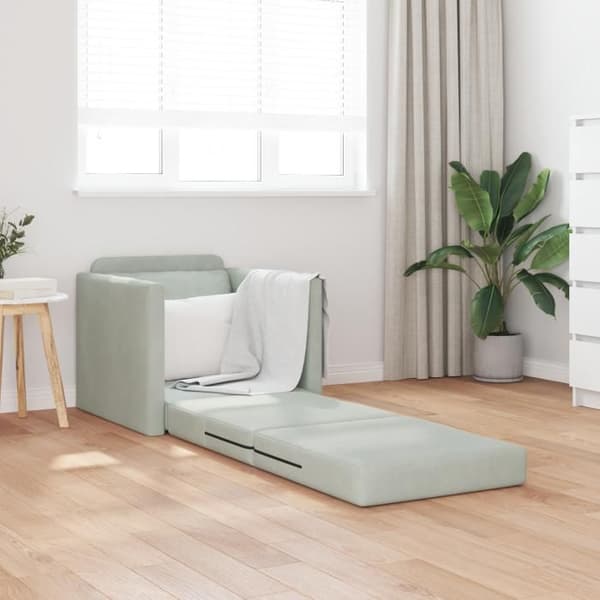 Soffa för sol Convertible i Velour 74x77x81 cm Ljusgrå