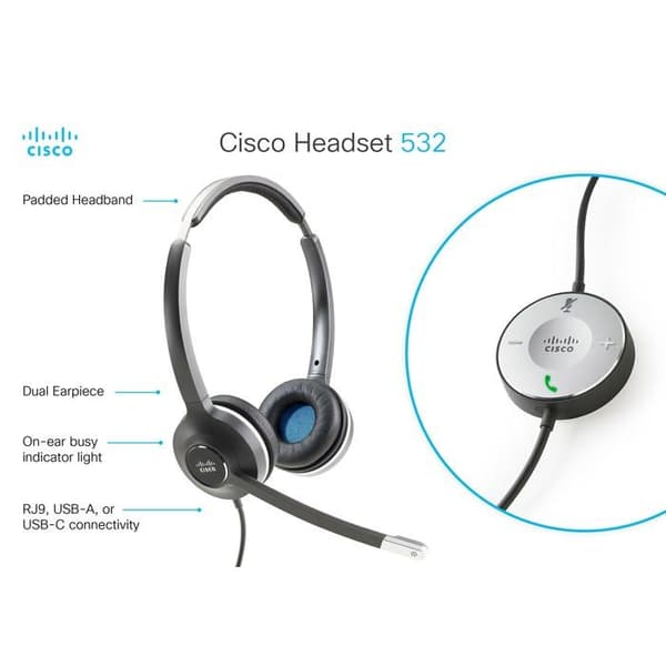 Mikroheadset - trådbunden - Cisco - Cisco 532 Trådad Dual - mikroheadset