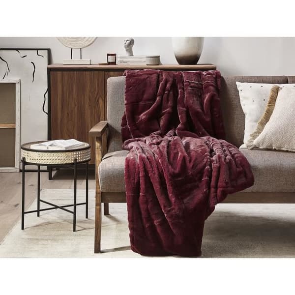 Pläd - BELIANI - TANTAN - Bordeauxröd - Polyester - 150 x 200 cm