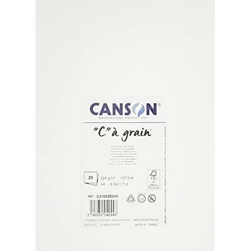 Ritpapper - CANSON - C'' A GRAIN - 25 ark A4 - 224g/m² - Vit