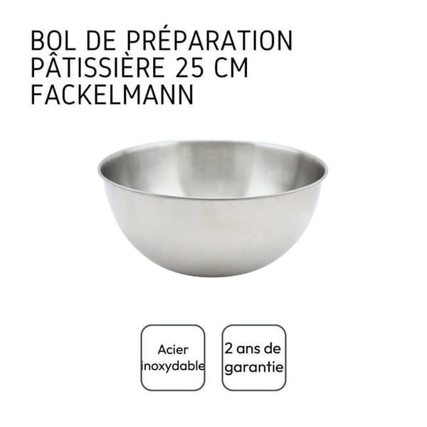 Skål för blandning i rostfritt stål med 25 cm diameter Fackelmann Basic