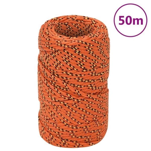 152636 vidaXL Båtrep Orange 2 mm 50 m Polypropen
