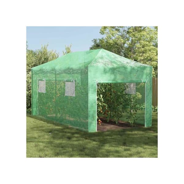 Fällbart växthus - vidaXL - 290x580x315 cm - Grön - Järnram - Polyetenskåpa - Fällbar
