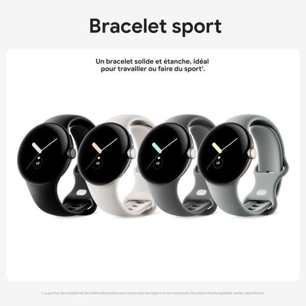 GOOGLE Pixel Watch Connected Watch - 41 mm - Active Matte Black - Obsidian-rem