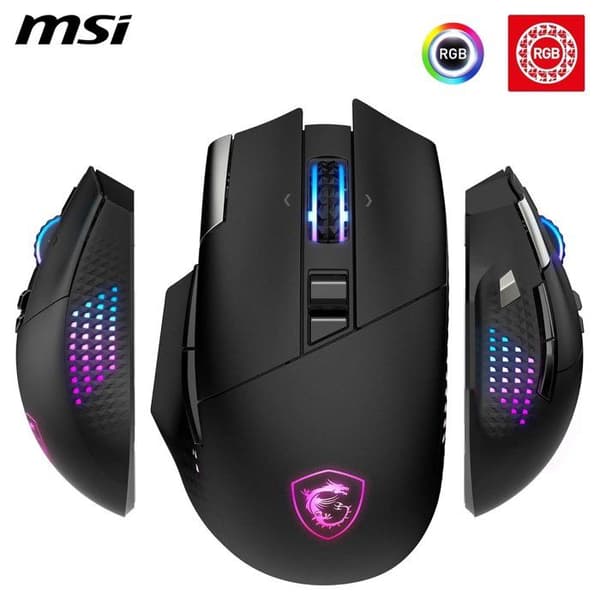 Trådlös Bluetooth/2,4 GHz/USB-spelmus - MSI VERSA PRO Wireless - Laddstation - Svart