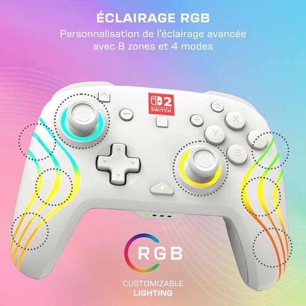 Trådlös RGB-spelkontroll - TURTLE BEACH - Afterglow Wave för Nintendo Switch 2 - Vit