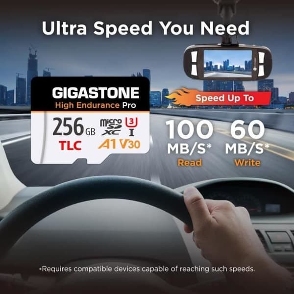 Micro SD-kort - GIGASTONE - 256 Go - Hastighet 100 Mo/s - Hög uthållighet - 5 års garanti