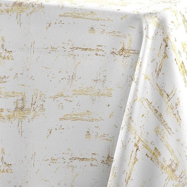 Rektangulär duk 145 x 240 cm Granitor metalliserad - Fläckavvisande polyester vit