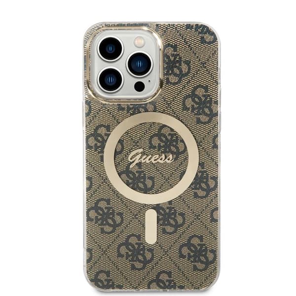 Coque Guess IML 4G MagSafe för iPhone 15 Pro Max - Brun