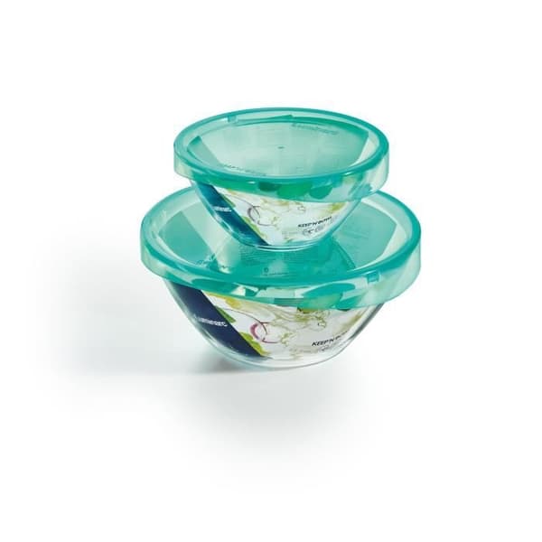 Skål - LUMINARC - Keep'n bowl - 23 cm - Transparent glas - Grönt plastlock