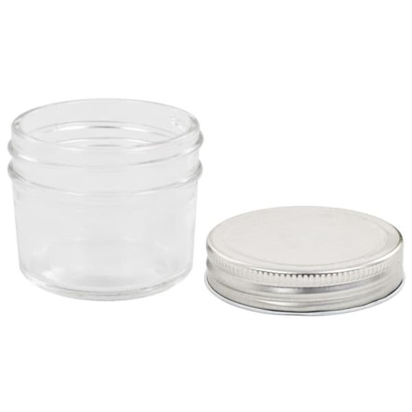 48 st pots med lock i silverfärgad glas 110 ml