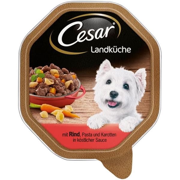 Cesar 4008429093098 - KVM SWITCH - Hundfoder Landküche sortiment - Kyckling och grönsaker - Set med 7 förpackningar med 2 lådor