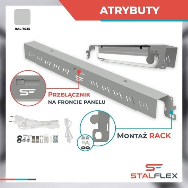 Multipris - STALFLEX - B-RLF19-1UG - LED-panel 19 - 1U - Grå - Inomhus