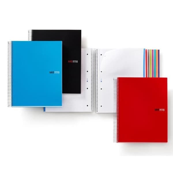 Basicos MR Notebook - - A5-format - 200 ark kvadratiskt papper i 8 olika färger - Omslag i