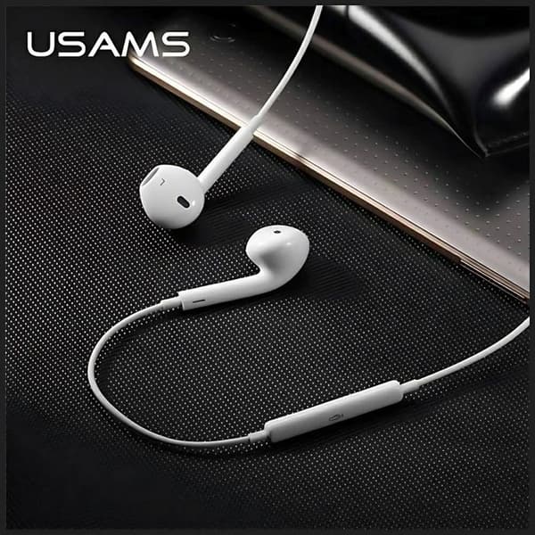 Lightning stereo headset - USAMS - för iPhone 7 - Lightning-kontakt - Vit