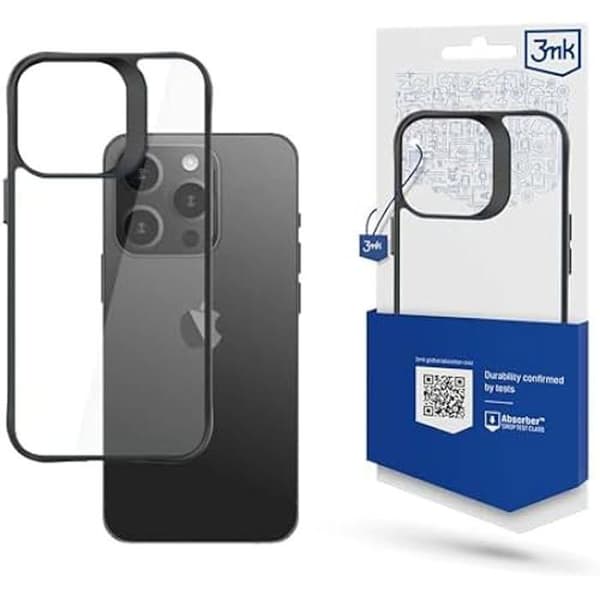 Coque - 3MK - iPhone 15 Pro Max - Transparent/Svart - Mjuk - Enkel