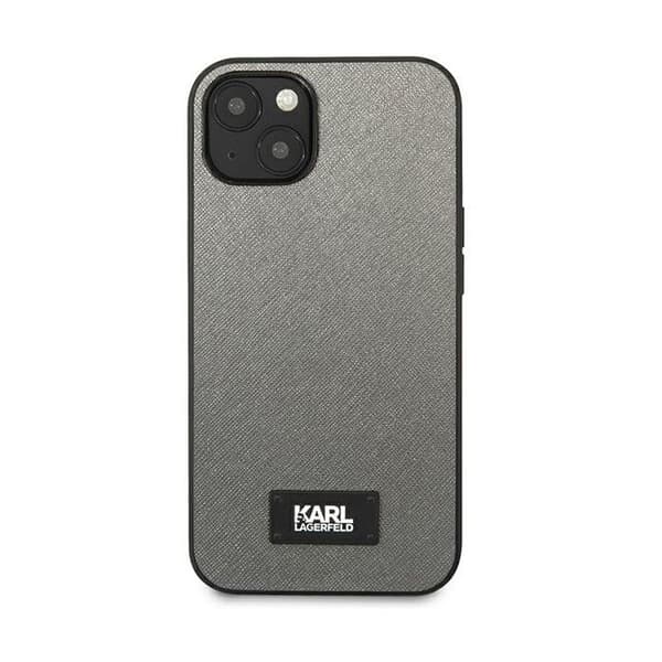 Karl Lagerfeld Saffiano Plåt Silver Skal för iPhone 13 mini