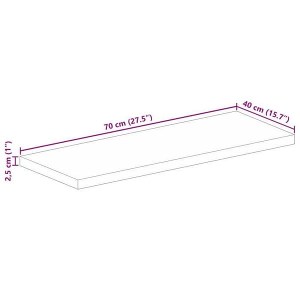 vidaXL Bordsskiva 70x40x2,5 cm rektangulär massiv mangoträ 371447