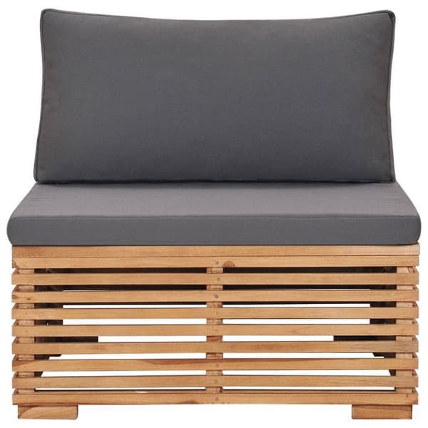vidaXL Central trädgårdssoffa med grå kudde i solid teak 49377