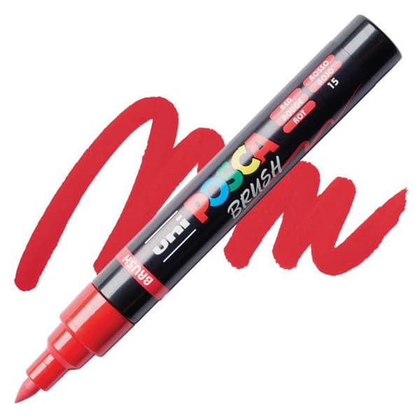 POSCA-markör - Röd - Penselpunk - PC5BR - För alla ytor
