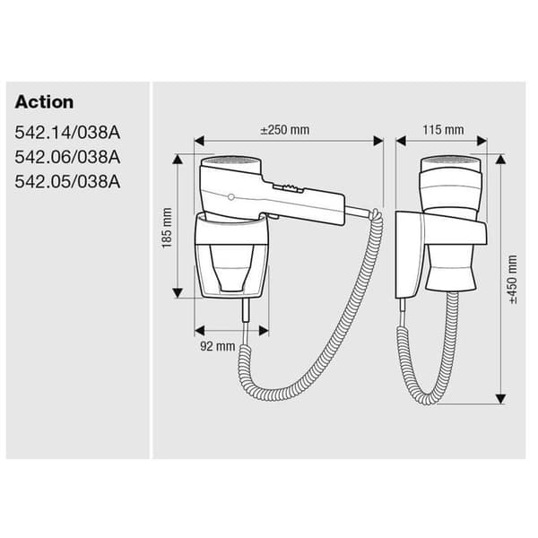 Hårtork - VALERA - Action Super Plus 1200 - 3 temperaturer - 2 hastigheter - Luftjonisator