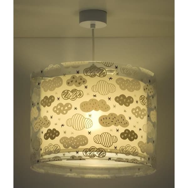 Dalber - Pendellampa för barn - Moln - Molnmönster, L 33 cm, H 25 cm, Grå
