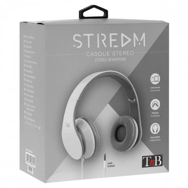 Stereohörlurar - TNB - STREAM - Fällbara - On-ear - Vit