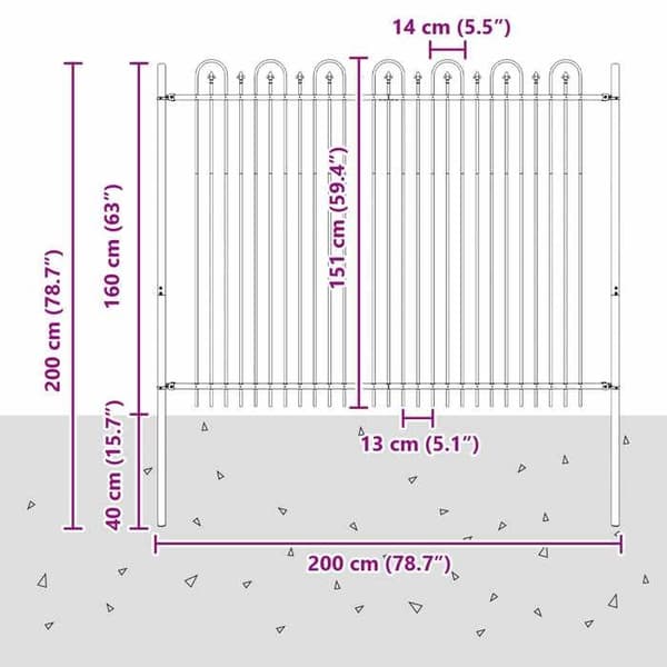vidaXL Bågfence med spets DRONTEN Svart 42030094