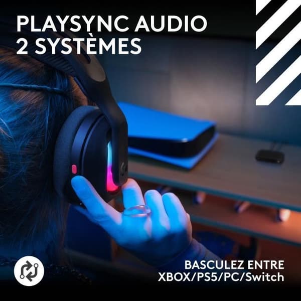 Spelheadset - trådlös - Logitech G - Astro A20 X - Lightspeed - Svart