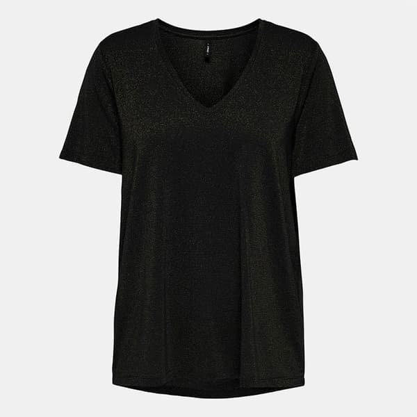 T-shirt harly pailleté regular v-ringad Dam ONLY