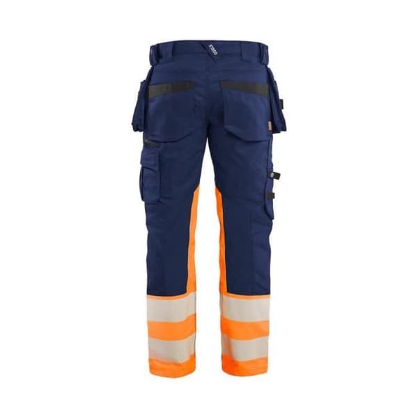 Högsynlig stretch arbetsbyxa BLAKLADER - Marin/orange - Herr