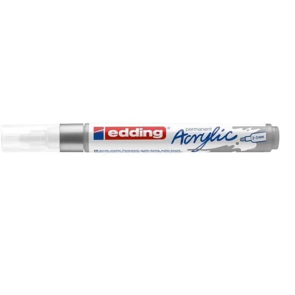 Acrylmarkörer - EDDING - 5100 Silver - Medium spets 2-3 mm - Paket med 10